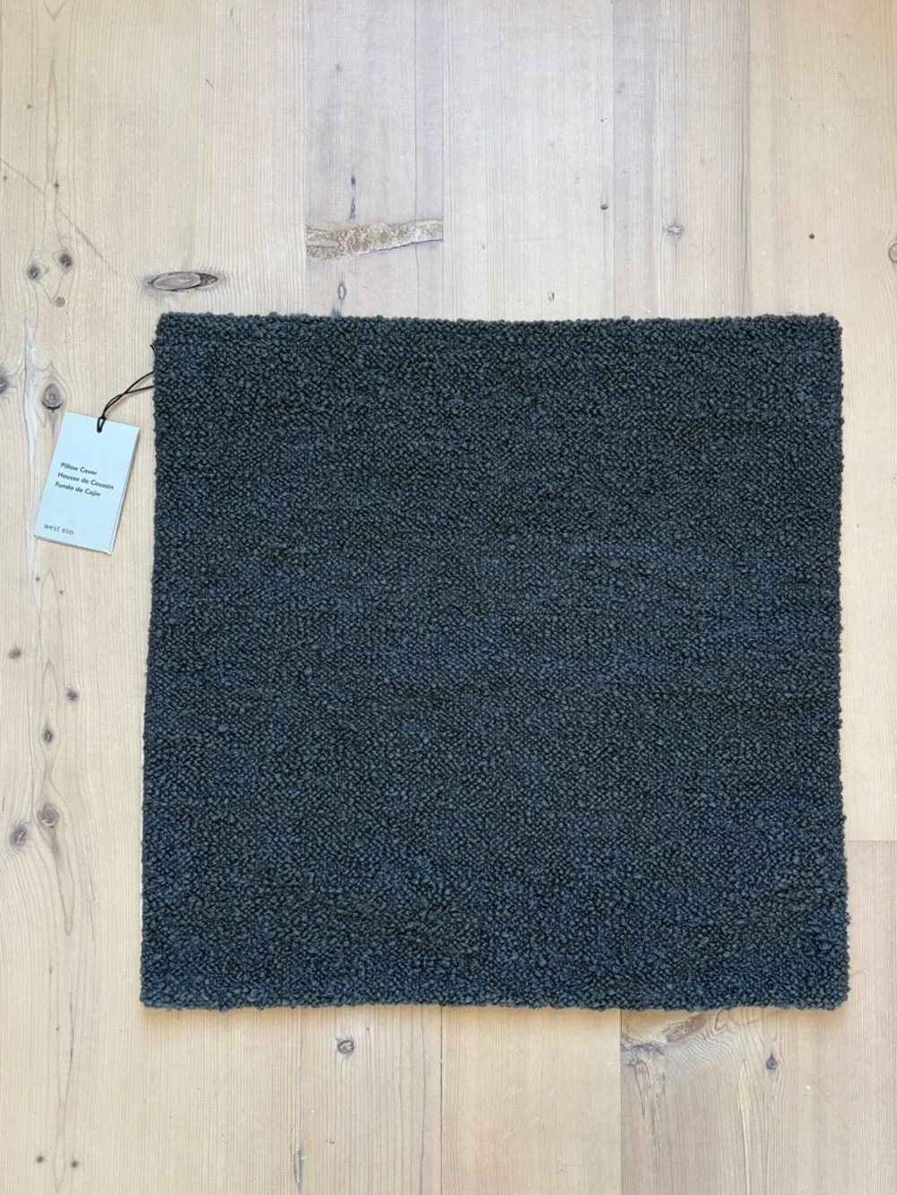 West Elm Cozy Boucle Pillow Cover - Graphite - 20”x20”
